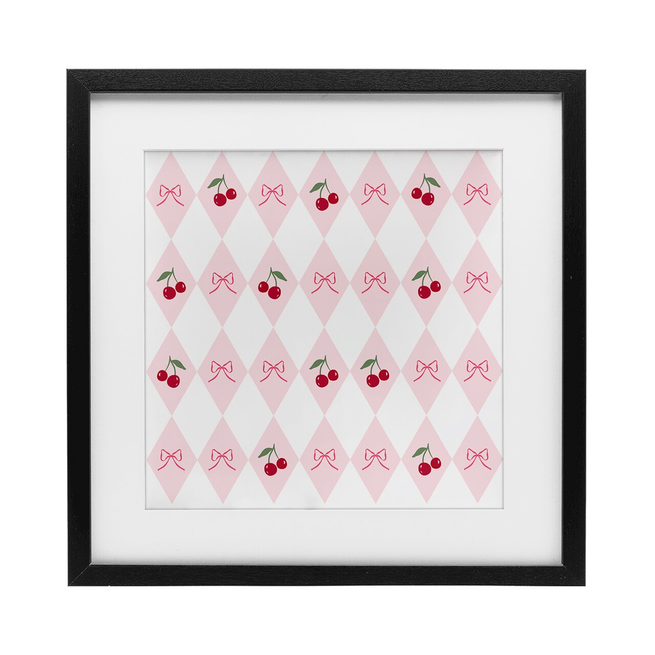 Stupell Industries Cherries & Bows Argyle Framed Print Under Glass, design by Lucille Price